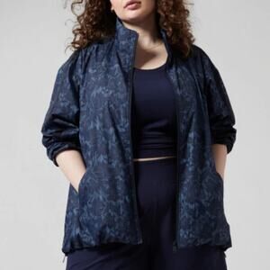 Athleta SightSeer Lace Ethereal Bloom Cottage Blue Jacket Coat Zip-Up Women's L